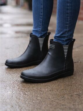 London Fog Black Ankle Rain Boots